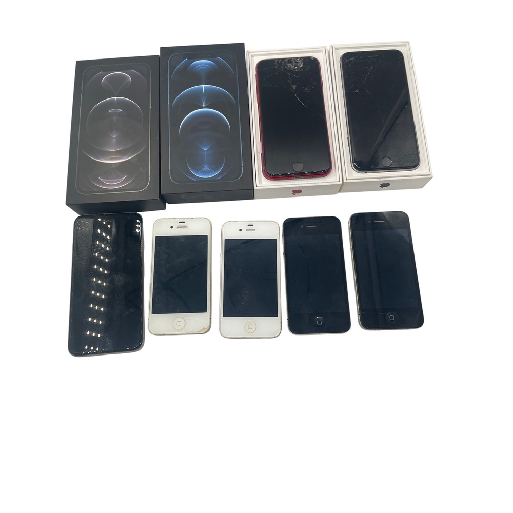 Apple iPhone Lot 7 Phones iPhone 4 A1332 A1349 iPhone S Red Silver Black White